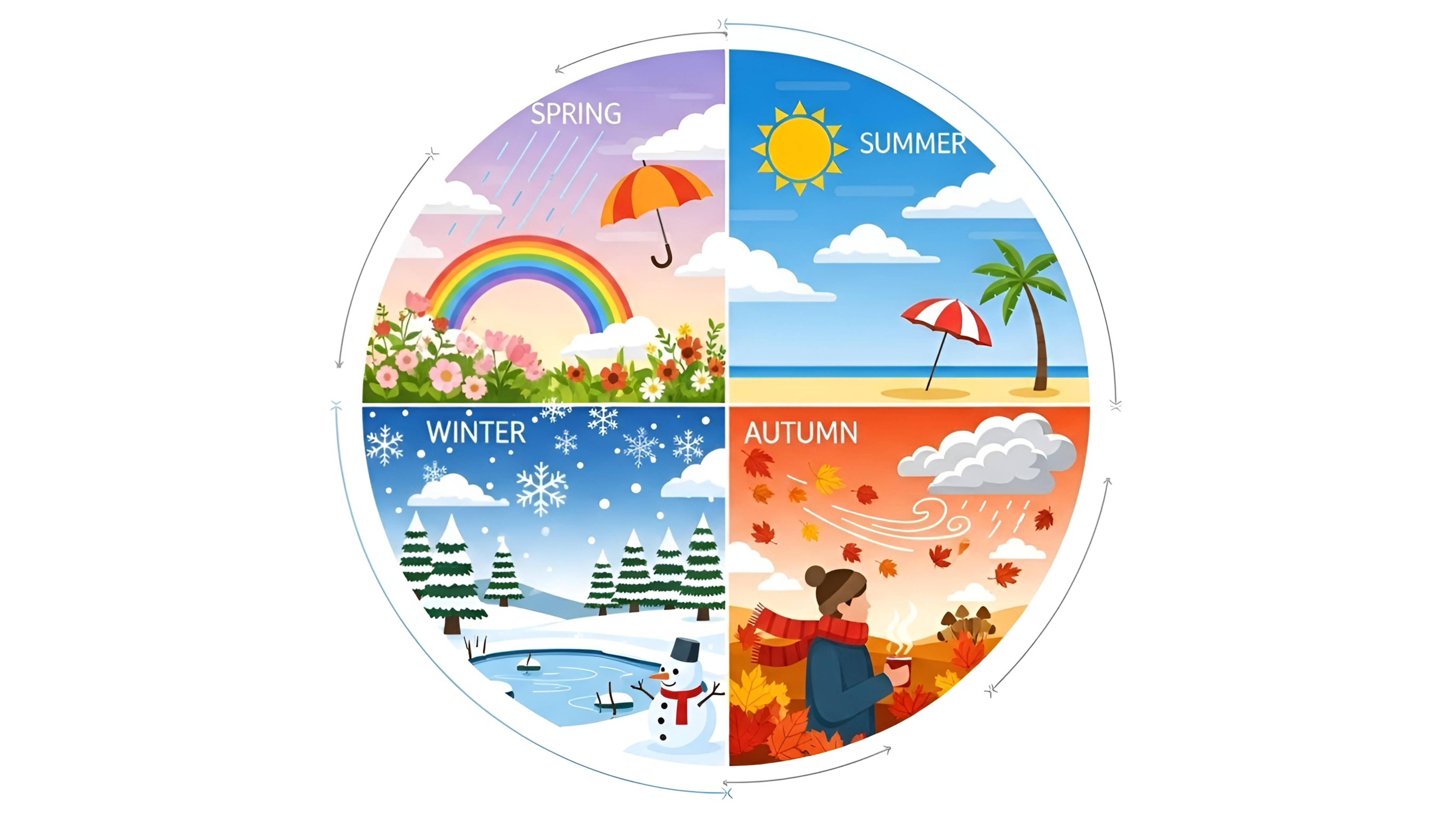 Las cuatro estaciones del año: primavera, verano, otoño e invierno
